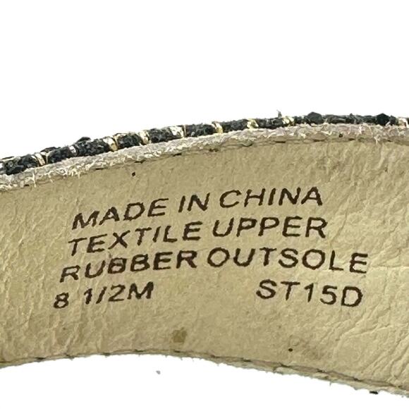 Michael Kors Evie Stiletto Heel Sandal Sz 8.5 Black/Gold Platform Spark Glitter - Picture 5 of 16